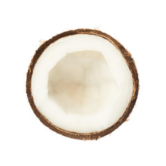 Coconut fruit cut in half