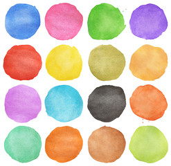 Abstract colorful watercolor hand painted circle on white
