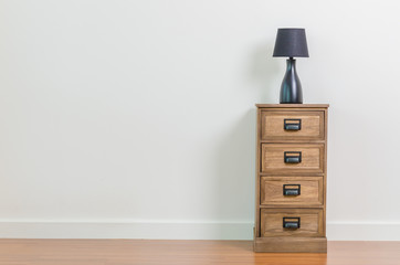 Lamp on bedside table