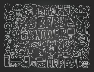 Blackboard doodle baby background