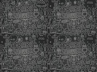seamless blackboard doodle baby pattern
