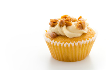 Nuts cupcake isolated on white background