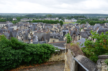 Fototapeta na wymiar Roofs of Chinon town, Vienne valley, France