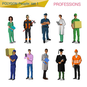 Polygon Style Uniform Professionals Set (doctor, Cop Etc)