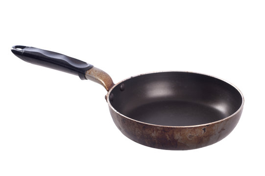 black frying pan isolated on white background