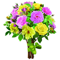 bouquet of pink and yellow roses