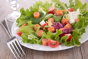 vegetable salad and sausage