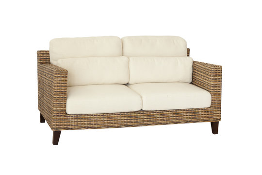 Rattan Furniture Sofa (couch) Isolated On White