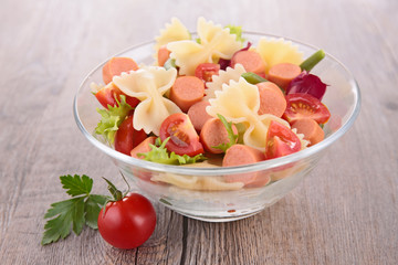 pasta salad and meat