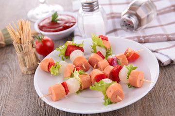 meat kebab and vegetable