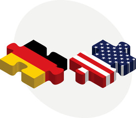 USA and German Flags in puzzle