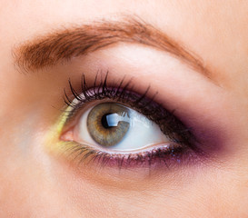 Fototapeta na wymiar Closeup of womanish eye with glamorous makeup