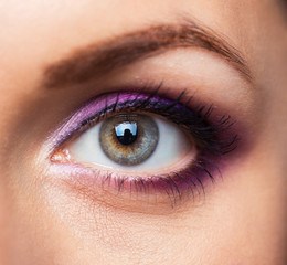Fototapeta premium Closeup of womanish eye with glamorous makeup