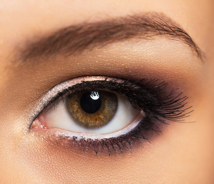 Closeup of beautiful eye with glamorous makeup
