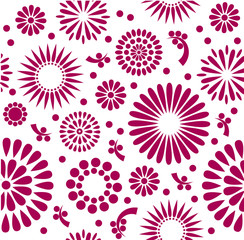 Fototapeta na wymiar Red Vintage Vector floral background Seamless pattern