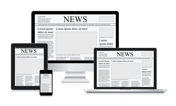 Online news vector illustration computer tablet newspaper