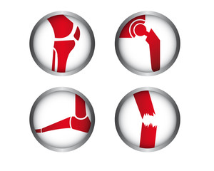Medizin Icons - Knie - Hüfte - Fuß - Trauma
