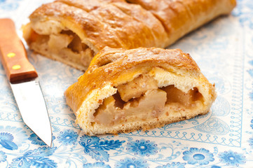 slice of an apple strudel on the table