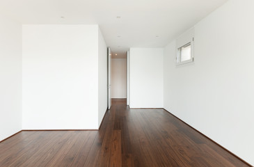 beautiful modern house, empty room with hardwood floor