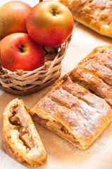 slice of an apple strudel on the table