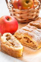 slice of an apple strudel on the table