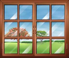 A window with clear glasspanes