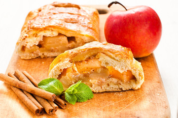 slice of an apple strudel on the table
