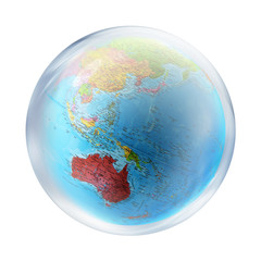 australia globe inside bubble