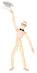wooden Dummy with envelope full of money