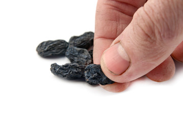raisins in hand