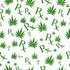 Green and White Marijuana Leaf and Prescription symbol Pattern R