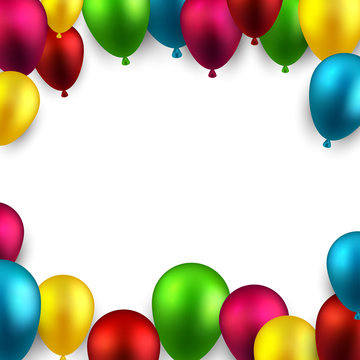Celebrate frame background with balloons.