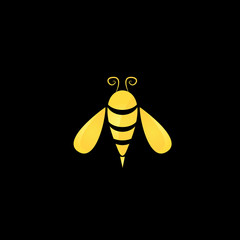 vector golden bee icon on black background