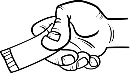 hand with ticket or coupon coloring page