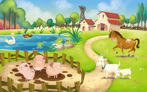 granja con animales