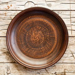 empty brown ceramic plate
