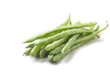 String beans on white background