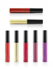 Gloss lipstick multicolor on white background