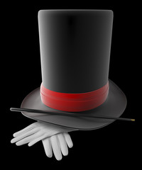 hat with gloves and wand