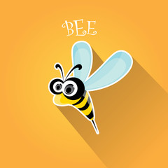 cartoon cute bright baby bee on honey background