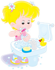 Child brushing teeth