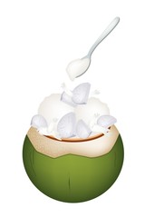 Coconut Ice Cream with Nuts and Taro