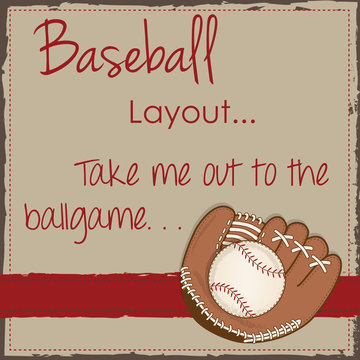 Vintage baseball and glove or mitt layout for scrapbooking