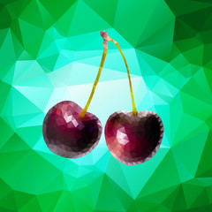 Purple cherry polygon vector