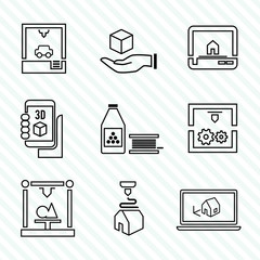 Printer 3d icons set