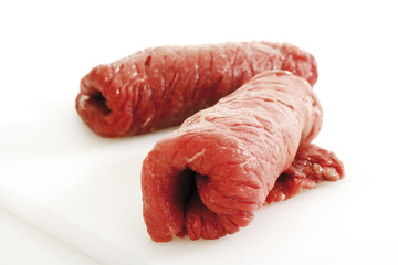 Rohes Rindfleisch Rouladen , cose -up