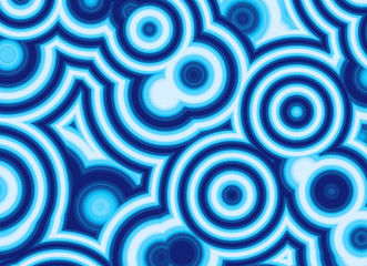 Fototapeta premium Many Blue Round Disco Shapes in Chaotic Arrangement