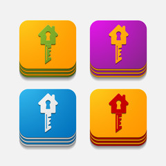 Obraz premium square button: key