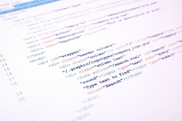 Fototapeta premium Code of HTML language on white background