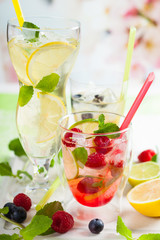 Lemonade with berries and fruits